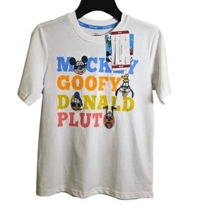 Disney Mickey Goofy Donald Pluto Kids Character Graphic Tee XXL 18 Gray NWT‎